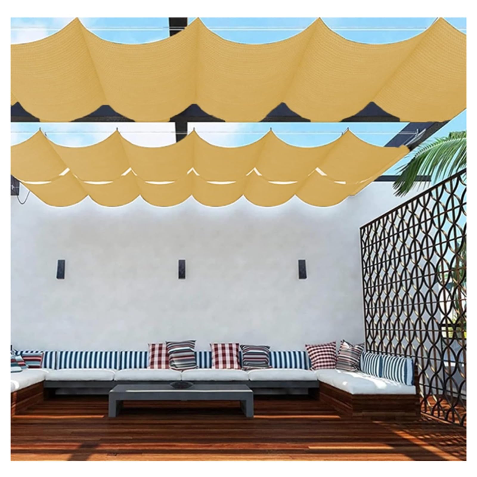 Auvent ondulé rétractable imperméable avec corde pour la protection UV de votre pergola de jardin