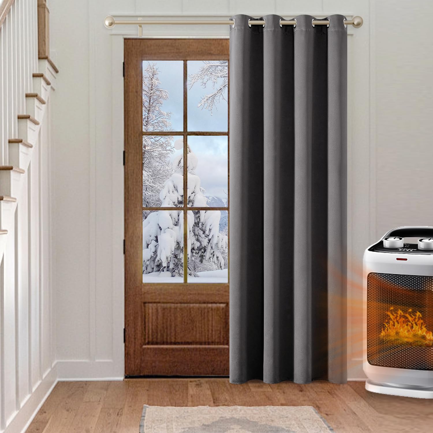 MIULEE Cortinas Salon Opacas Cortinas Dormitorio Modernas Cortinas Anti Luz, Habitacion Cortinas Termicas Aislantes Frio y Calor, Fuerte y Suave Ventana Cortinas Gris 140x225 CM (1 Piezas)