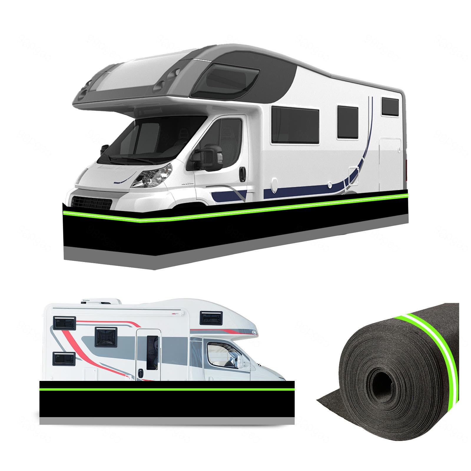 Faldón para caravana de 80 cm de Alto, sin necesidad de taladrar, para exteriores de casas móviles. Prácticos accesorios de almacenamiento para caravanas y remolques de viaje. 22 m