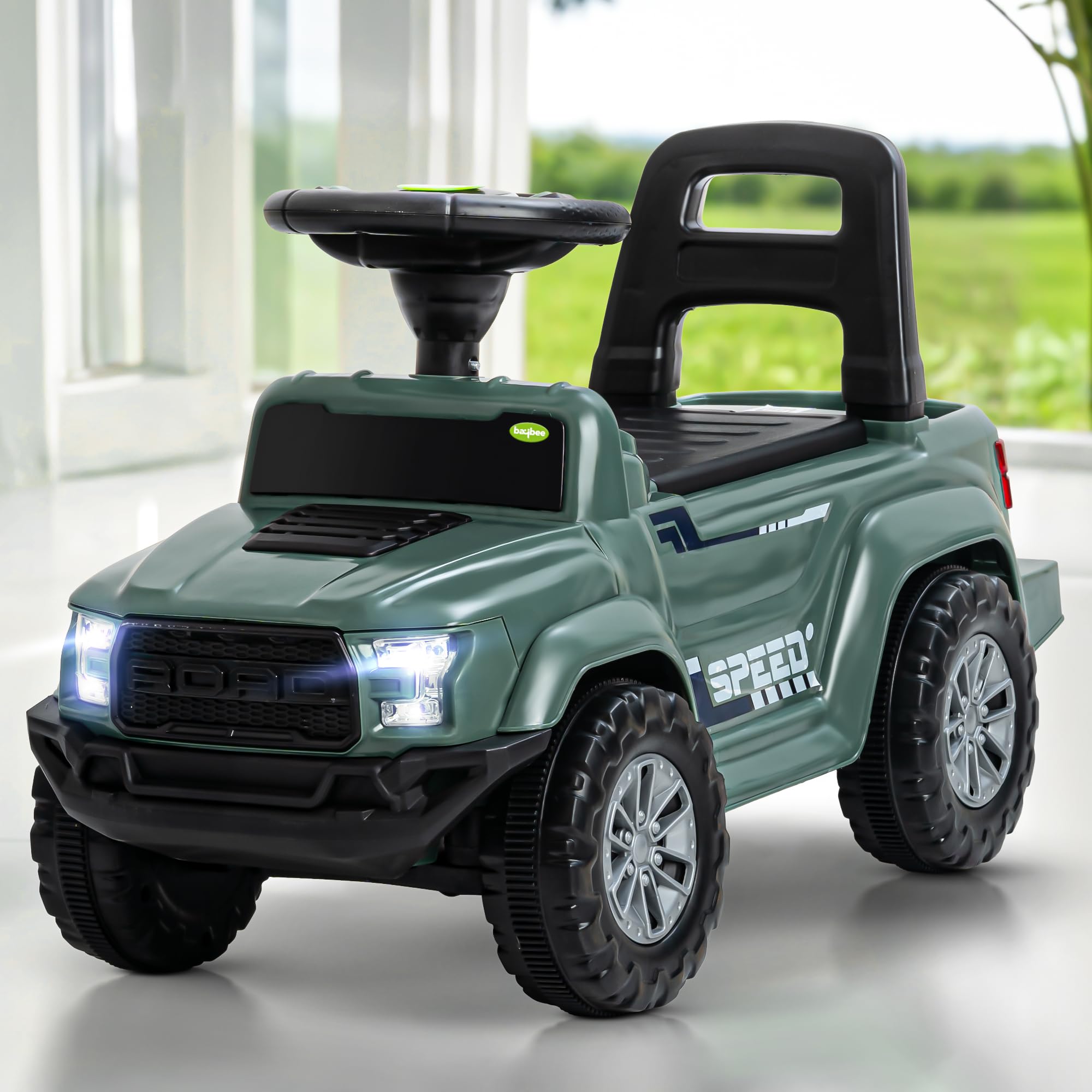 Baybee Roady Ride on Baby Car for Kids | Portable Push Ride on Jeep with LED Light & Music | Baby Rideons Toy Cars with Backrest & Storage Basket | Kids Car to Drive 1-3 Years Boys Girls (Dark Green)-image-14