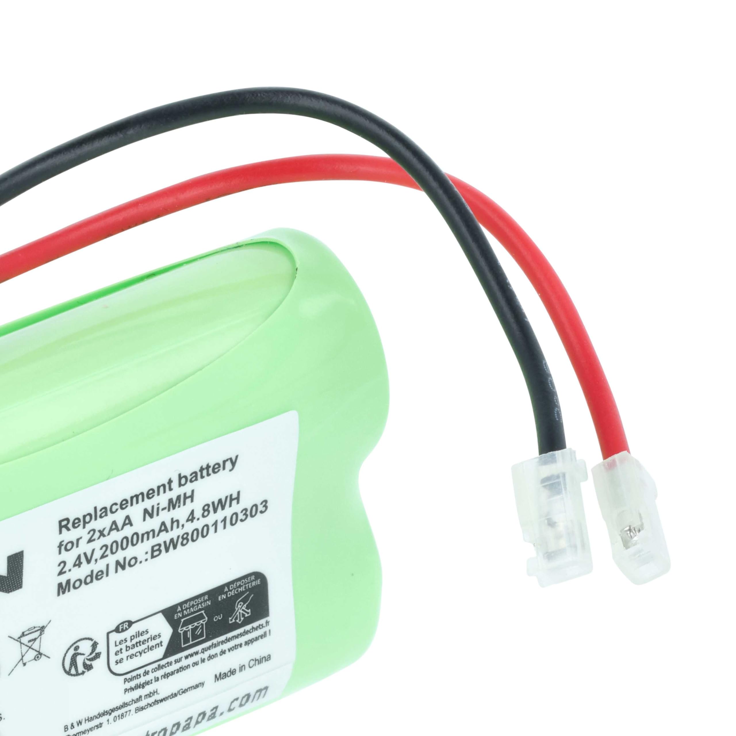 vhbw 4x Batteria pacco di 2x AA Mignon per diversi dispositivi (2000mAh, 2,4V, NiMH)