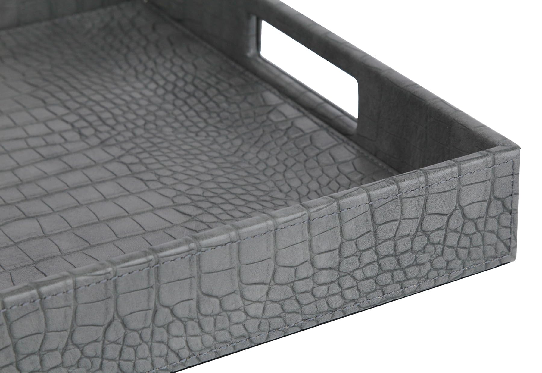HofferRuffer Bandeja Rectangular para Servir con Asas de Agujero para Mesa de café, Desayuno, té, Alimentos, mayordomo, encimera, Cocina, Bandeja de Servicio de tocador, 16.2 x 12.2 x 2 Pulgadas