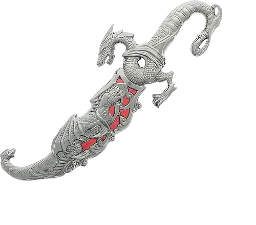 Vista 7 de Daga de dragón de fantasía de 10". Daga de hoja fija con mango de metal y funda. Para colección y regalos. Azul