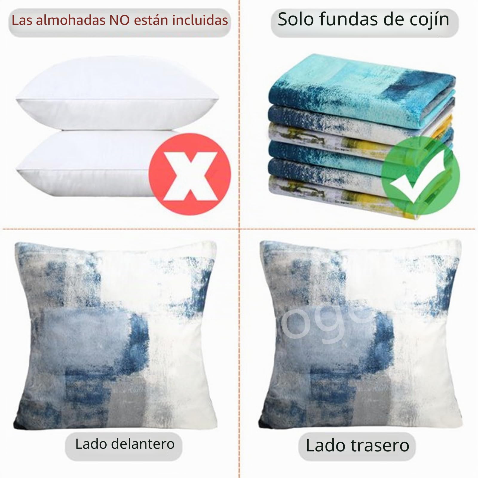 Juego de 4 Fundas de Cojín Impermeable Exterior Vida Marina 70x70cm Doble cara Funda de Almohada Cuadrada Decorativa de Lino Azul cielo, con Cremallera Invisible para Sofá Mueble Decor Cushions K-3282