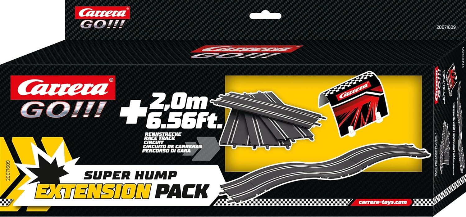 Carrera GO Super Hump Slot Car Racetrack Extension Pack 1:43 Scale Add On Accessory Includes 4.27-ft of Track, Tunnel, and Hump Track