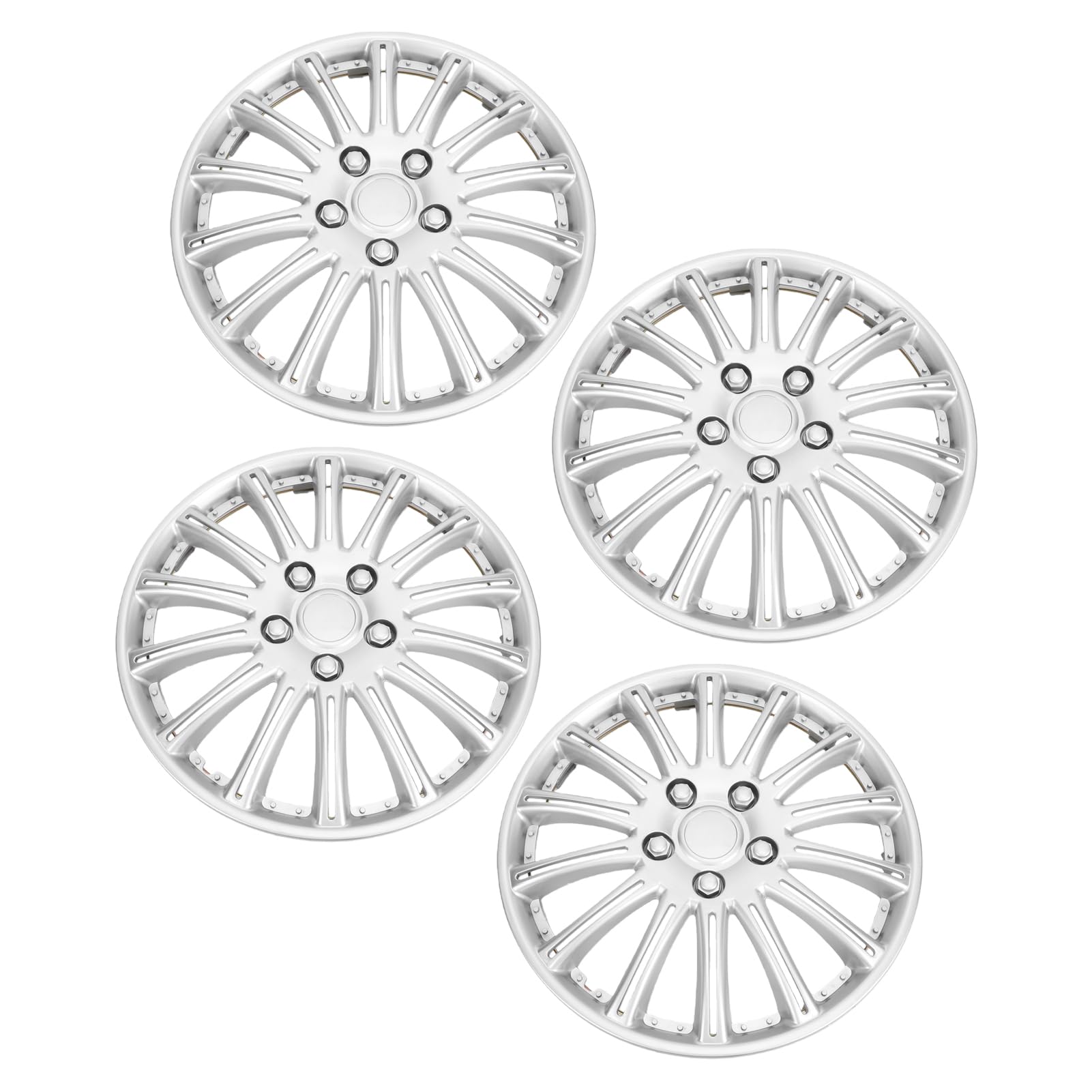 Set di Coprimozzi Universali Argento da 14 Pollici, Resistenti Copricerchi in ABS per Auto SUV, 4 Pezzi Facile Installazione