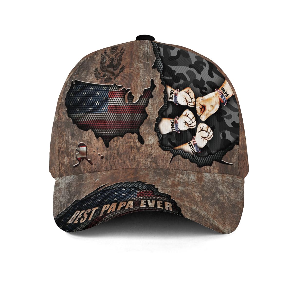 Custom Best Papa Ever Hats, Fist Bump Hat with Kids Name, Fathers Day Hats Customized, Papa Fathers Day Hat