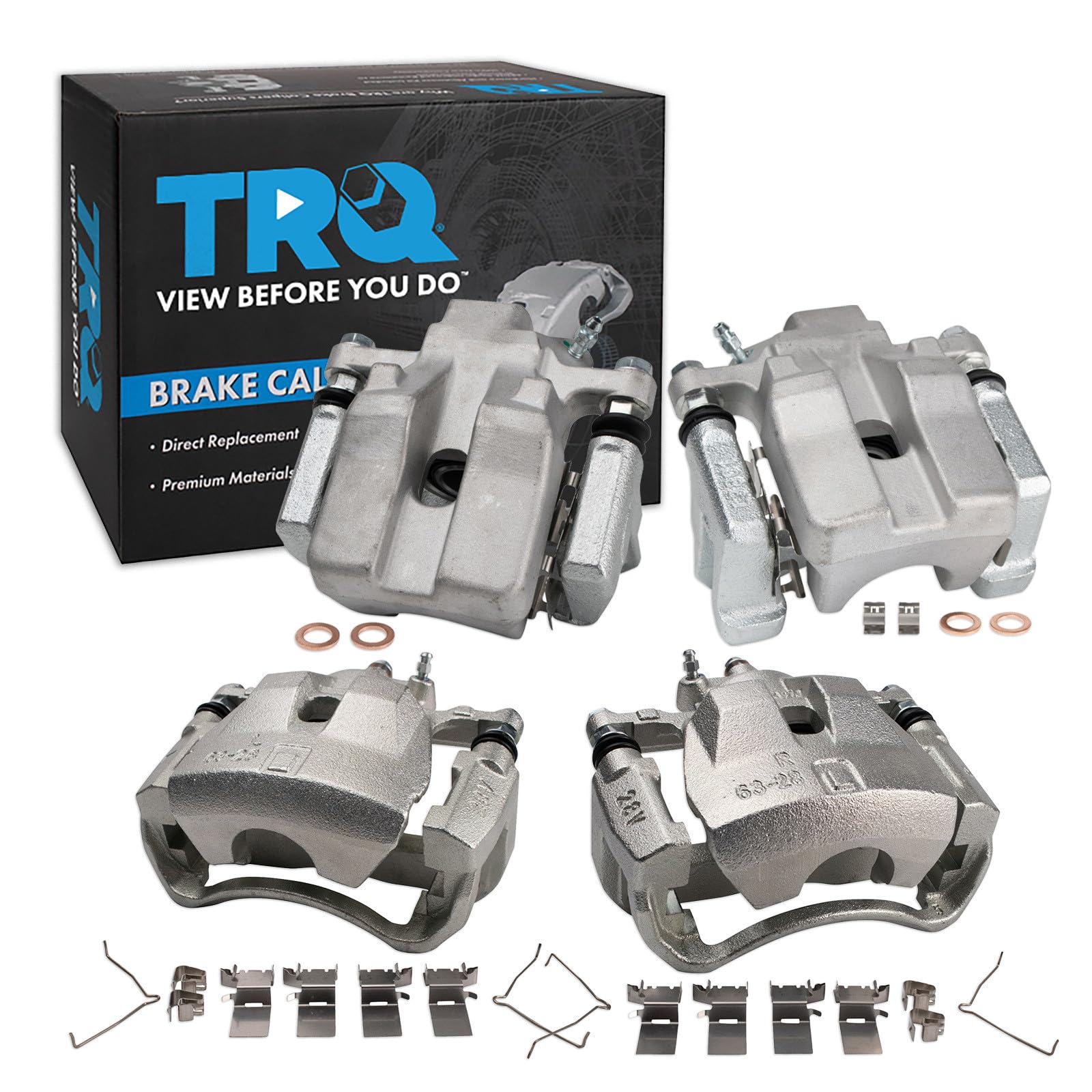 TRQ Front and Rear Brake Caliper Set Caliper Brackets Hardware Compatible with 07-11 Toyota Camry Japan Built Models 1st VIN Digit J 07-11 Lexus ES350 12 Lexus ES350 To 8-31-11 Production Date