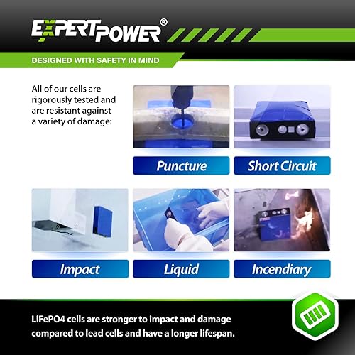 Miniatura 2 de ExpertPower Paquete de 4 pilas de batería de litio LiFePO4 de 3.2 V 304 Ah  Ciclos de vida de grado A+ 4000-7000 y vida útil de 10 años  Ciclo