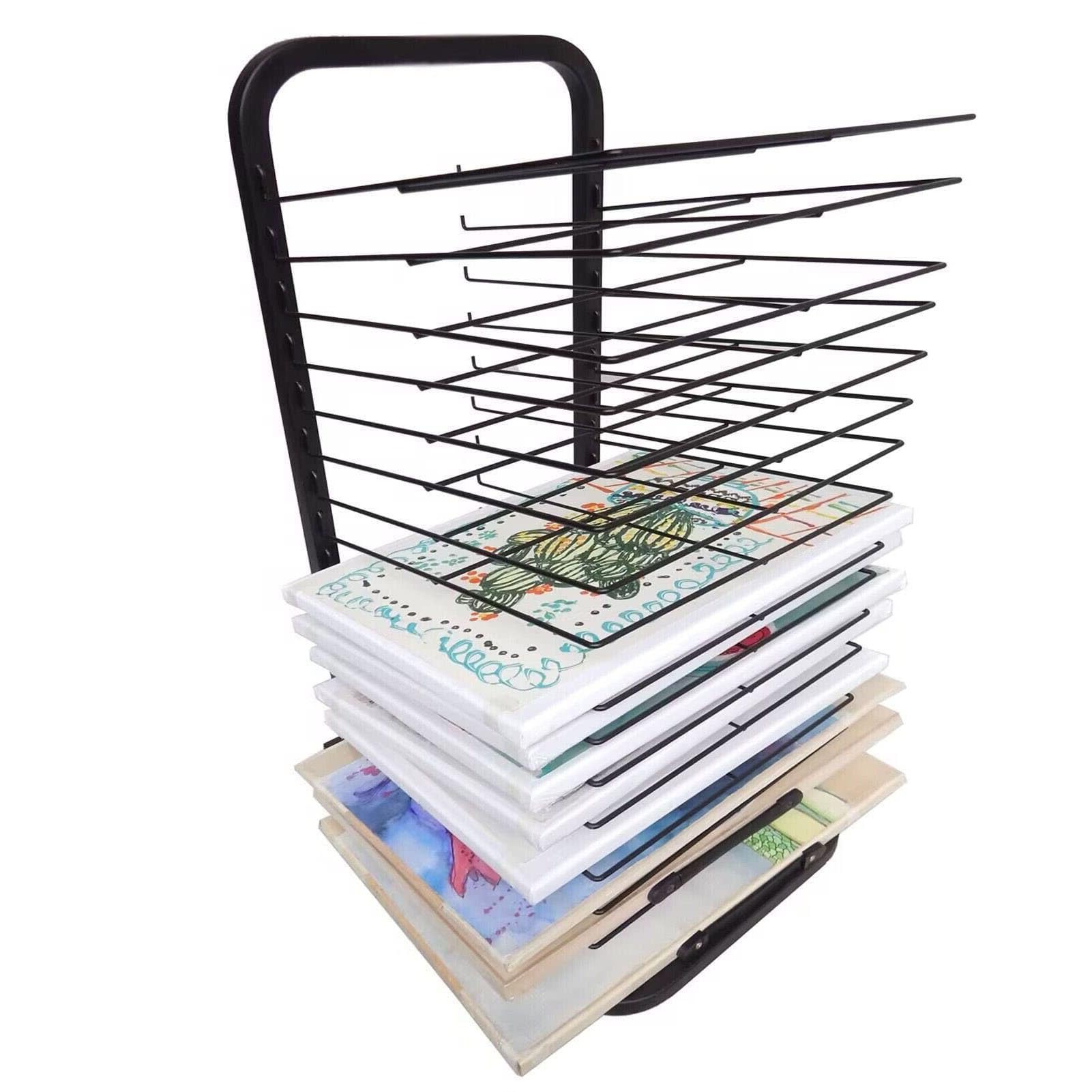 Aioneer Mobile Paint Drying Rack - Art Drying Rack For Classroom, Metal Power Coated Design Artwork Storage Display Rack, Efficient And Organized Drying Rack Art For Students Masterpiece,30,layer