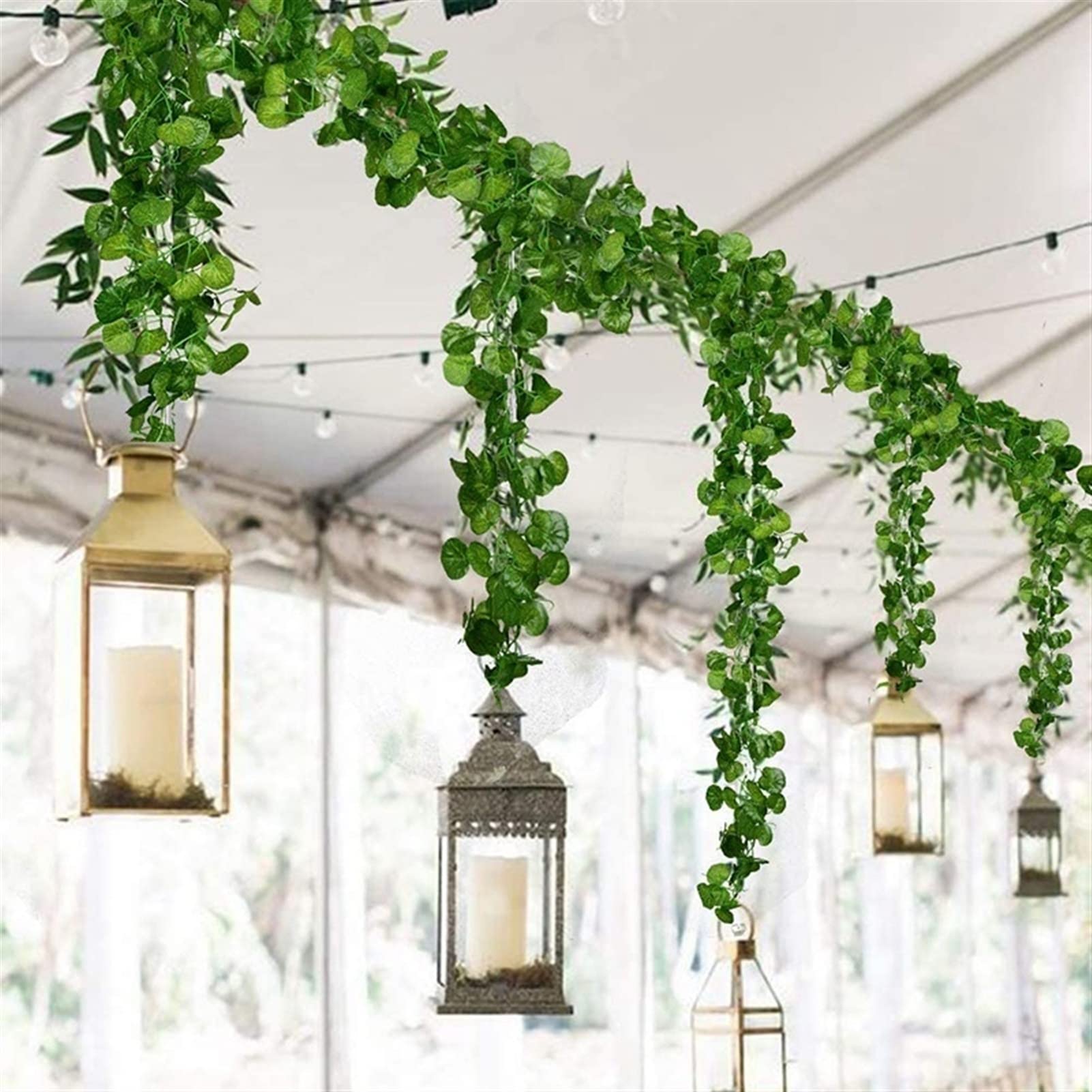 TOORU TRUSTTWO Vid Vid Artificial Guirnalda Guirnalda Seda Verde Hoja Verde Colgando vides Falsas Plantas compatibles con el contexto de Boda decoración The New