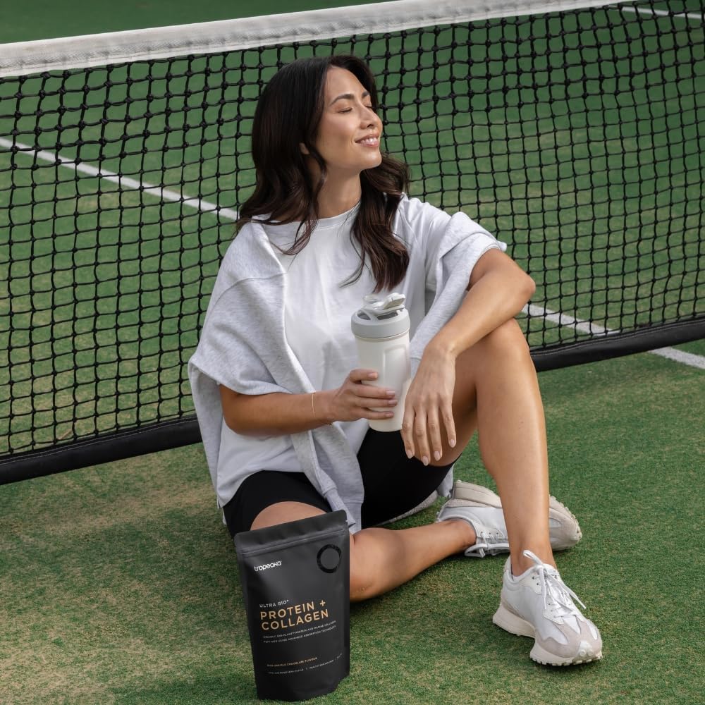 Tropeaka Collagen Protein Powder for Smoothies & Shakes - Double Chocolate - Clean Protein & Marine Collagen Peptides for Skin, Hair & Nails, Dairy Free, Gluten Free, Non-GMO, 18oz (17 Servings)