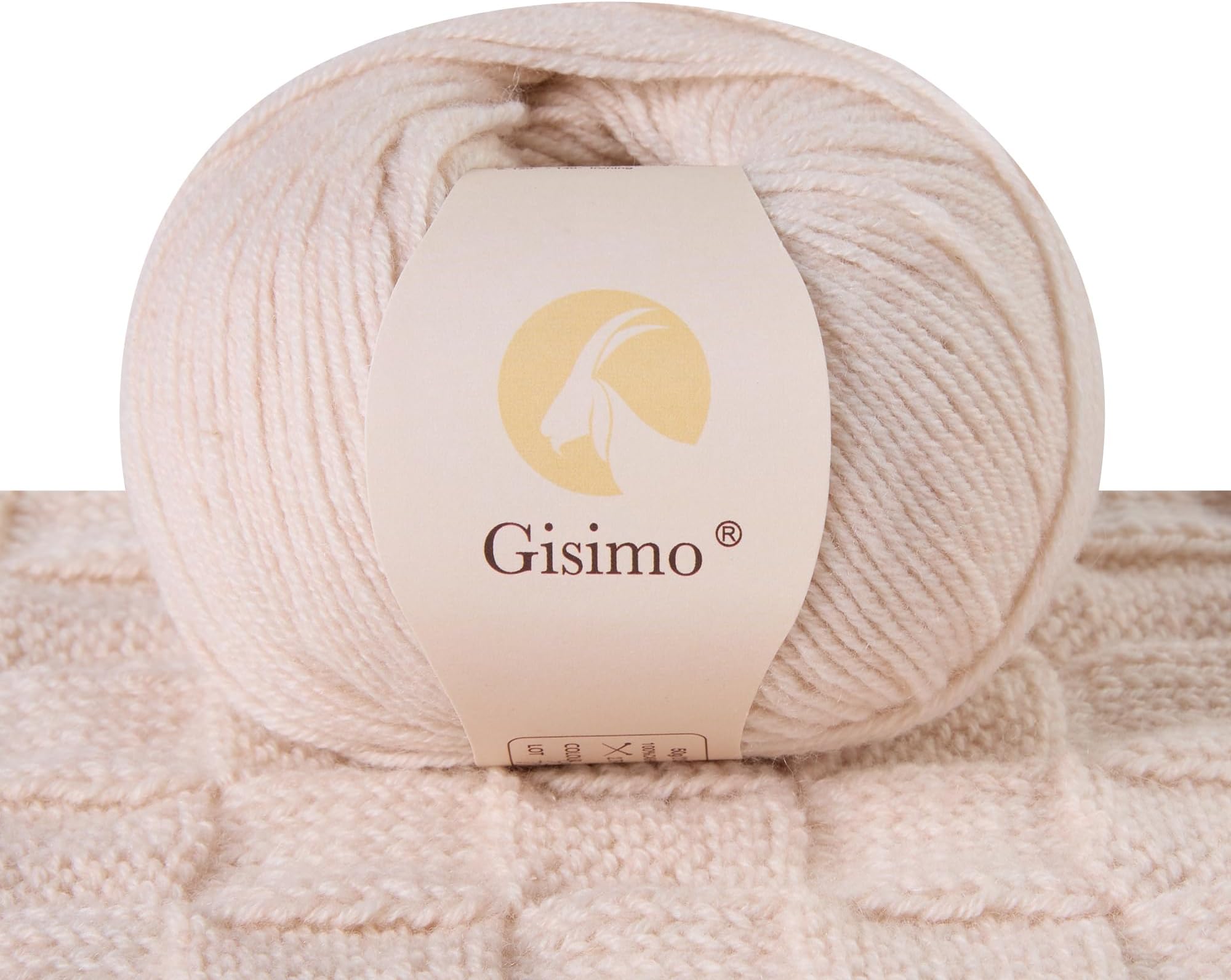 100% Inner Mongolian Cashmere Yarn, 6-Ply Luxurious and Soft Yarn for Hand Knitting & Crocheting (Ivory,1 Ball)