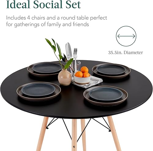 Miniatura 4 de Best Choice Products Juego de comedor de 5 piezas, juego compacto de mesa y silla de mediados de siglo moderno para el hogar, apartamento con 4