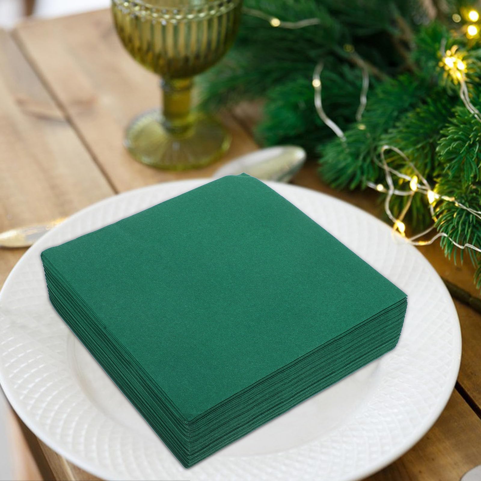 Cabilock 50 Piezas Servilletas de Papel Desechables Alta Eficiencia Verdes Textura Gruesa de Pulpa de Madera para Restaurante y Hogar para Cenas y Bodas Uso Versátil en Restaurante y Hogar
