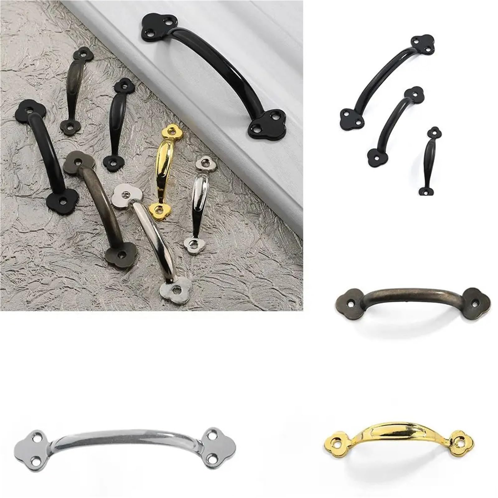 10 Pcs Antique Door Handles Bronze Drawer Pulls Wardrobe Jewelry Box Furniture(14.3cm-Black)