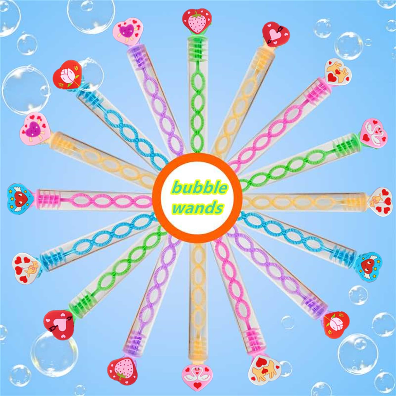 （24 Packs Love ） Bulk mini Heart Shape Bubble Wands,Wedding Wands,for Kids Toys,Valentine's Day Gifts,Valentine Party Favors,Holiday Classroom Students Bubble Prize