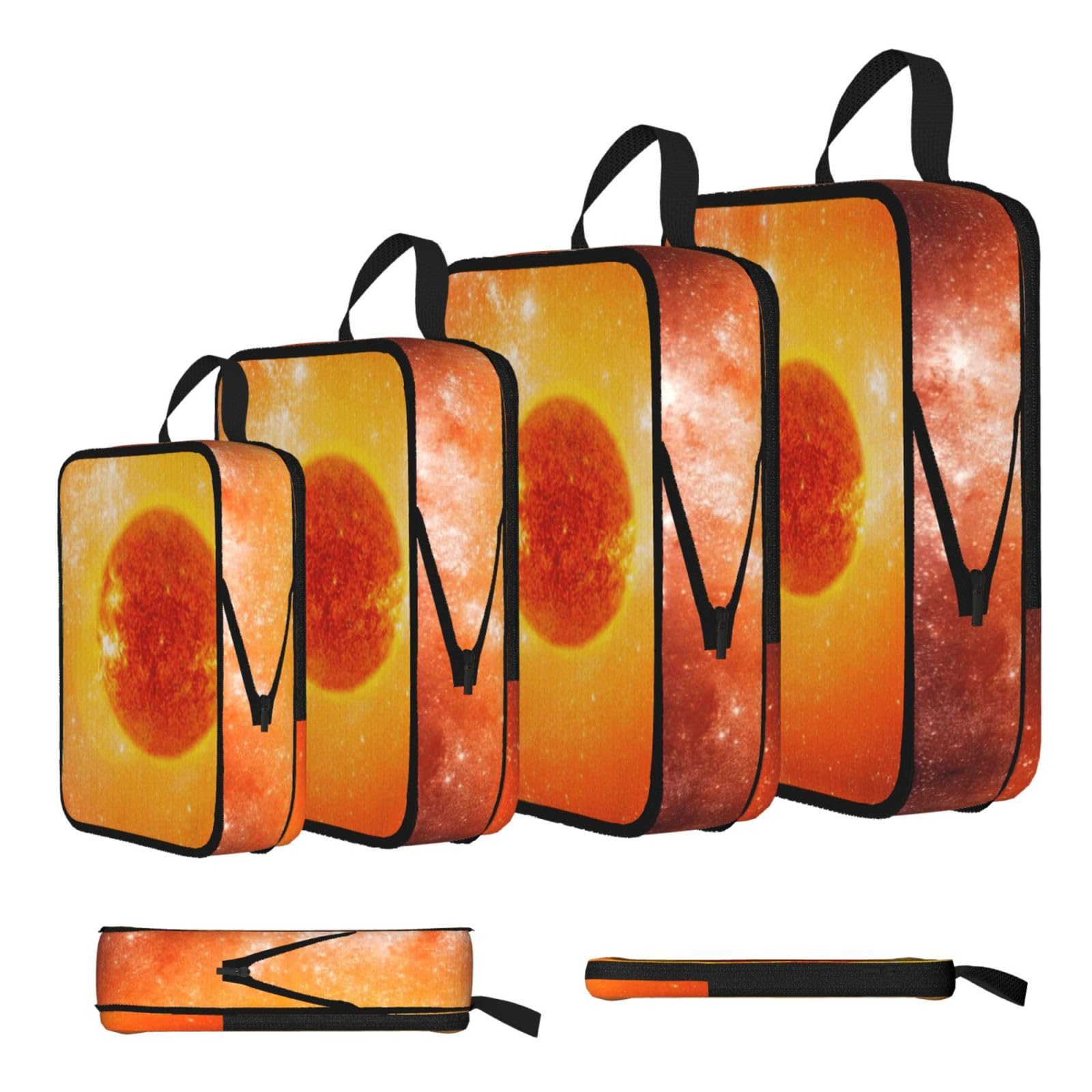 Sun Print 4 Set Compression Packing Cubes For Suitcases,Expandable Storage Bags Organizers