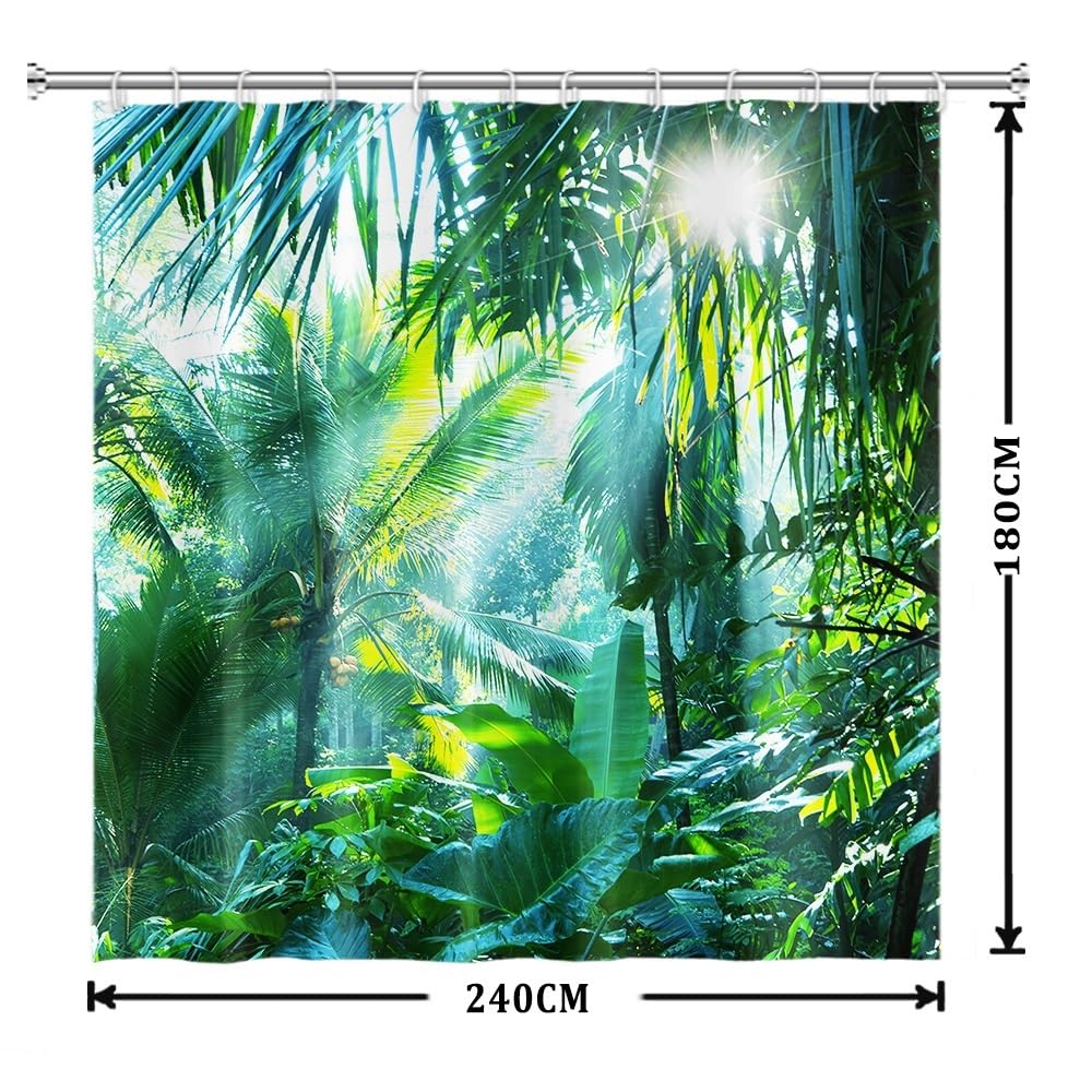 Uiiooazy Cortina de Ducha de Hoja Eucalipto, Cortinas de Ducha Verde Oro Abstracto Planta Cortinas de Baño Antimoho Impermeable Lavable Tejido de Poliéster Cortina Ducha con Ganchos 90x180cm — view 324