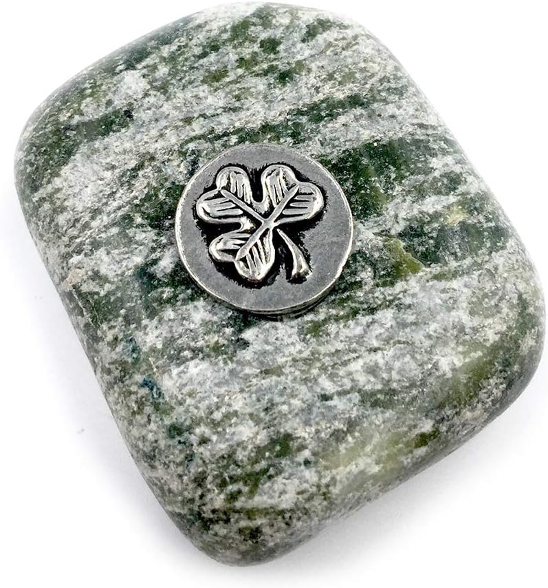 Irish Connemara Marble Paperweight with Small Shamrock
