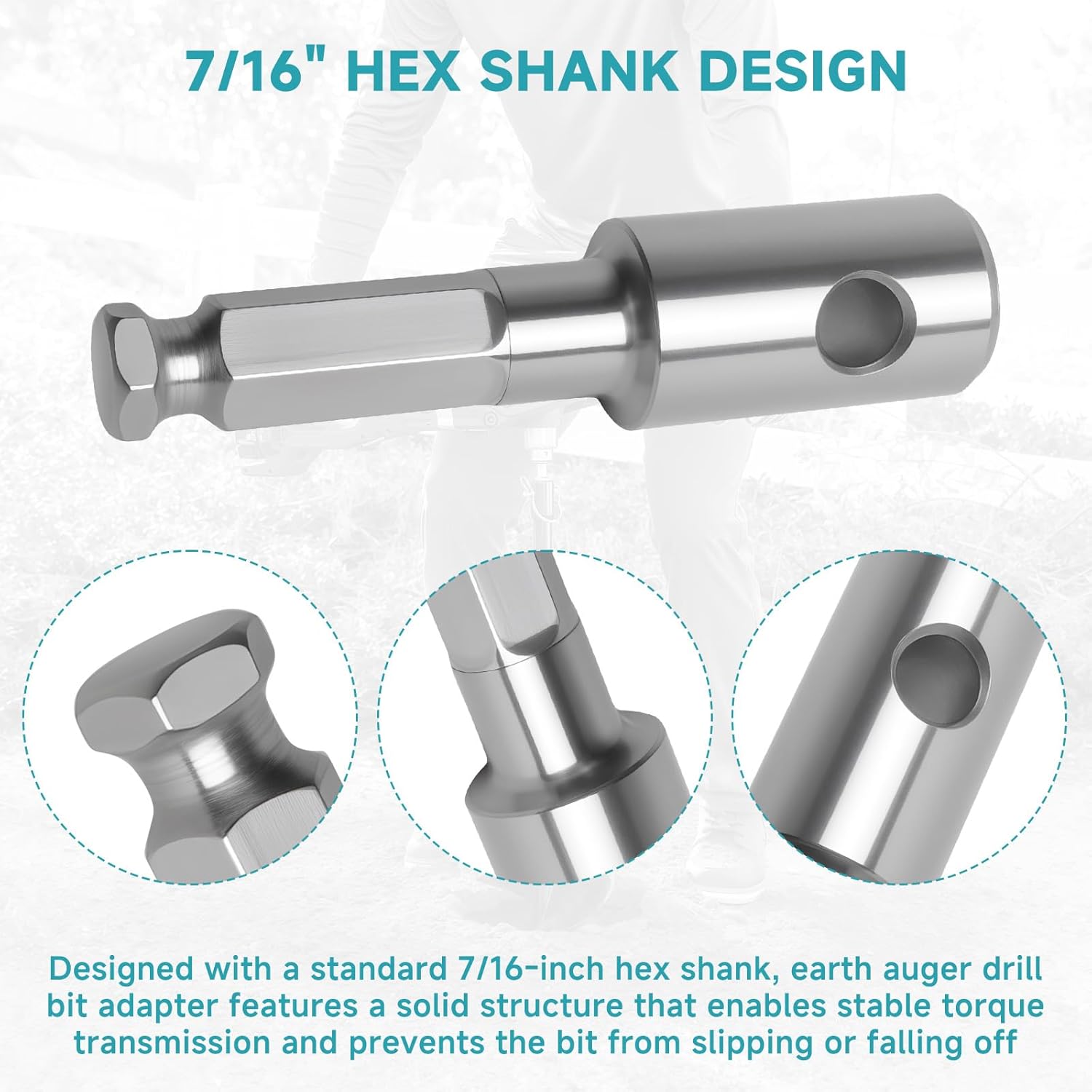 327687-6 Earth Auger Bit Adapter D, 7/16" Hex Shank, Compatible with Makita DDG460 Cordless Earth Auger, Industrial Earth Auger Drill Bit Adapter Accessories