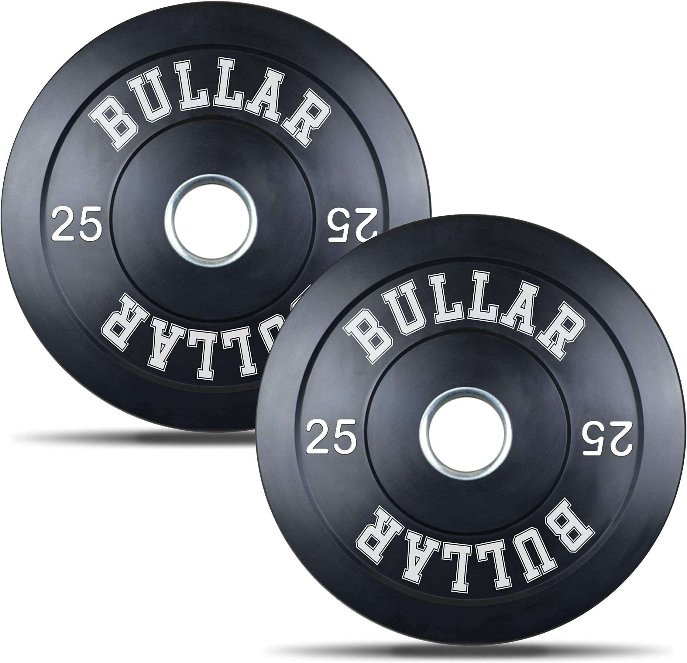 BULLAR Olympic Black Bumper Plates,Rubber Coated spare weight plates 51 mm (50 KG SET (25KGX2))
