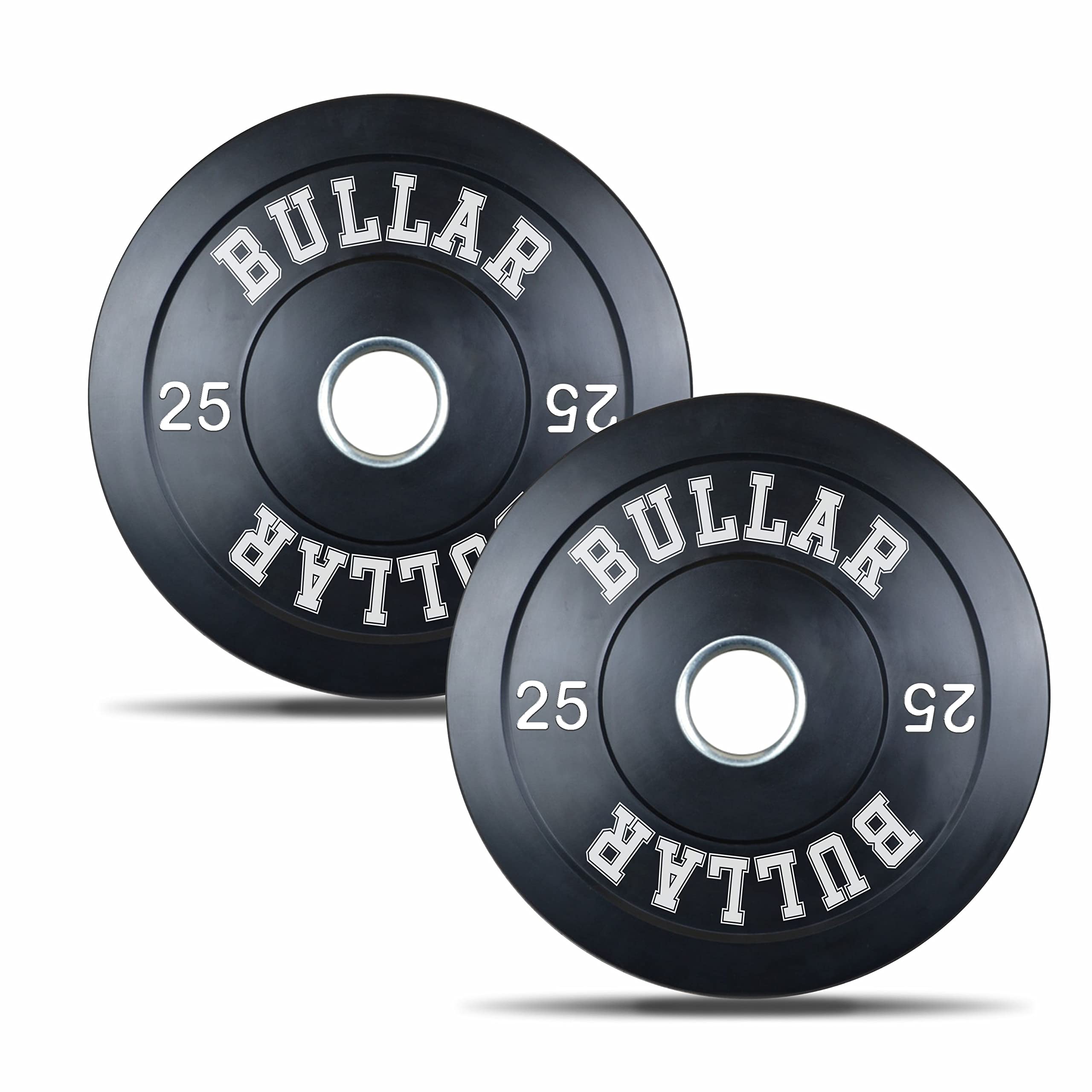 BULLAR Olympic Black Bumper Plates,Rubber Coated spare weight plates 51 mm (50 KG SET (25KGX2))