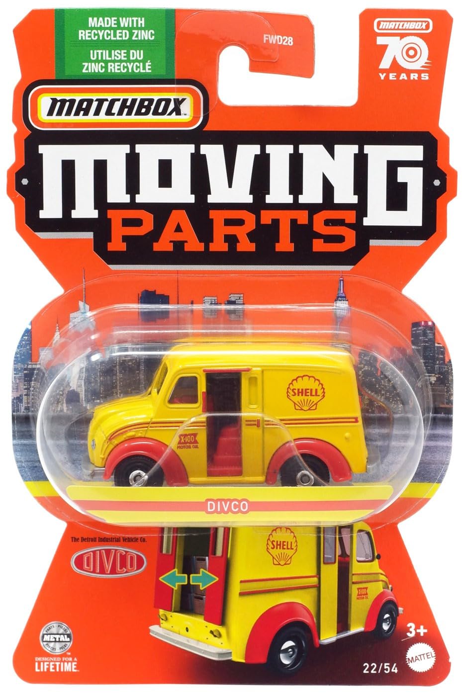 Truck, Moving Parts 1:64 Scale, Yellow, 1 Count