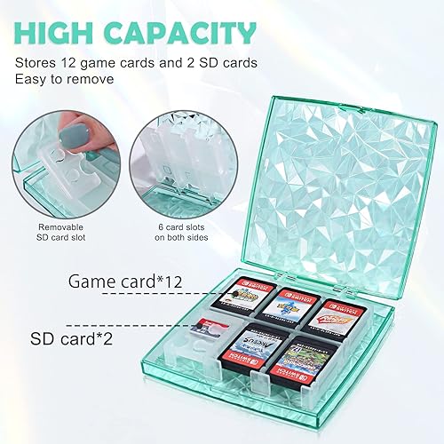 Miniatura 3 de DLseego Clear Crystal Game Card Case For Regular Switch Lite OLED, 11 Slots Game Cards Holder 2 SD Card Slots, Sparkle Portable Game Card Storage