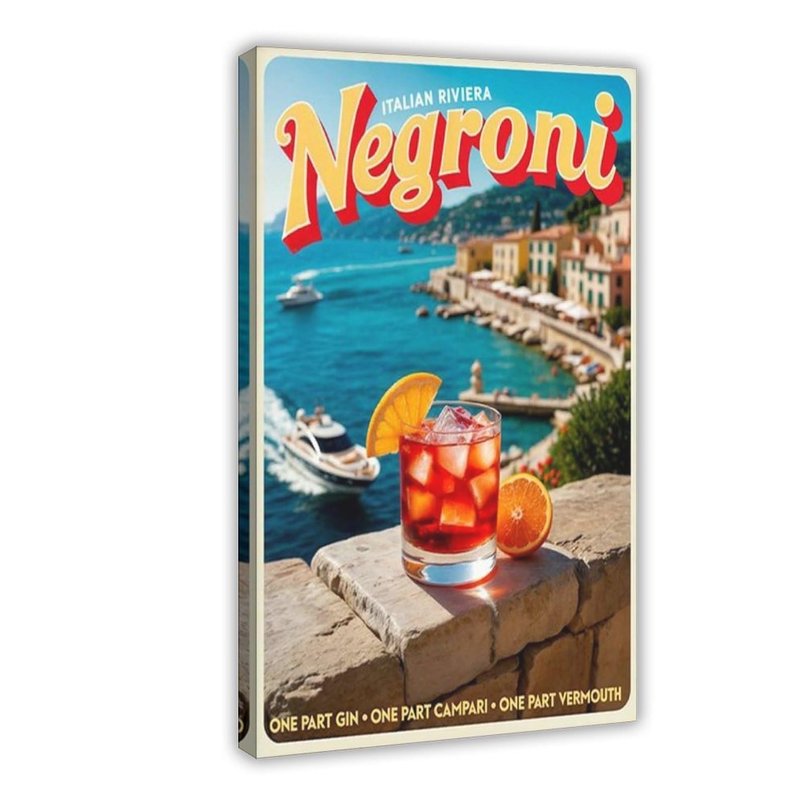 QIOTBVV The Art of Negroni Cocktails Canvas Poster Bedroom Decor Landscape Office Room Decor Gift 8" L X 12" W