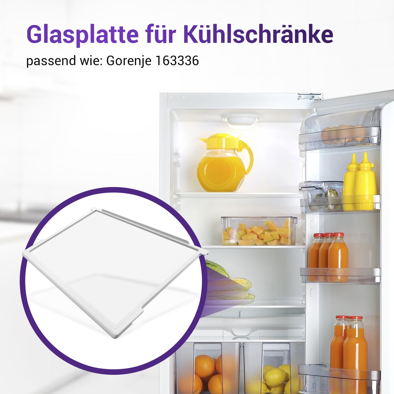 Viоks.pro Kühlschrank Glasplatte 465 x 300 mm oben für Kühlteil Ersatz für Gorenje Kühlschrank Einlegeboden Glas 163336 179066 692368 Küppersbusch 432159 & Gorenje Kühlschrank Ersatzteile