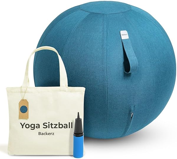 Backerz Sitzball - Ergonomische Sitzmöbel für Büro und Heimbüro - Langlebiger Stoff, Gymnastikball - Fitness-Ball, Ballstuhl mit Ballauflage - Waschbarer Leinenbezug
