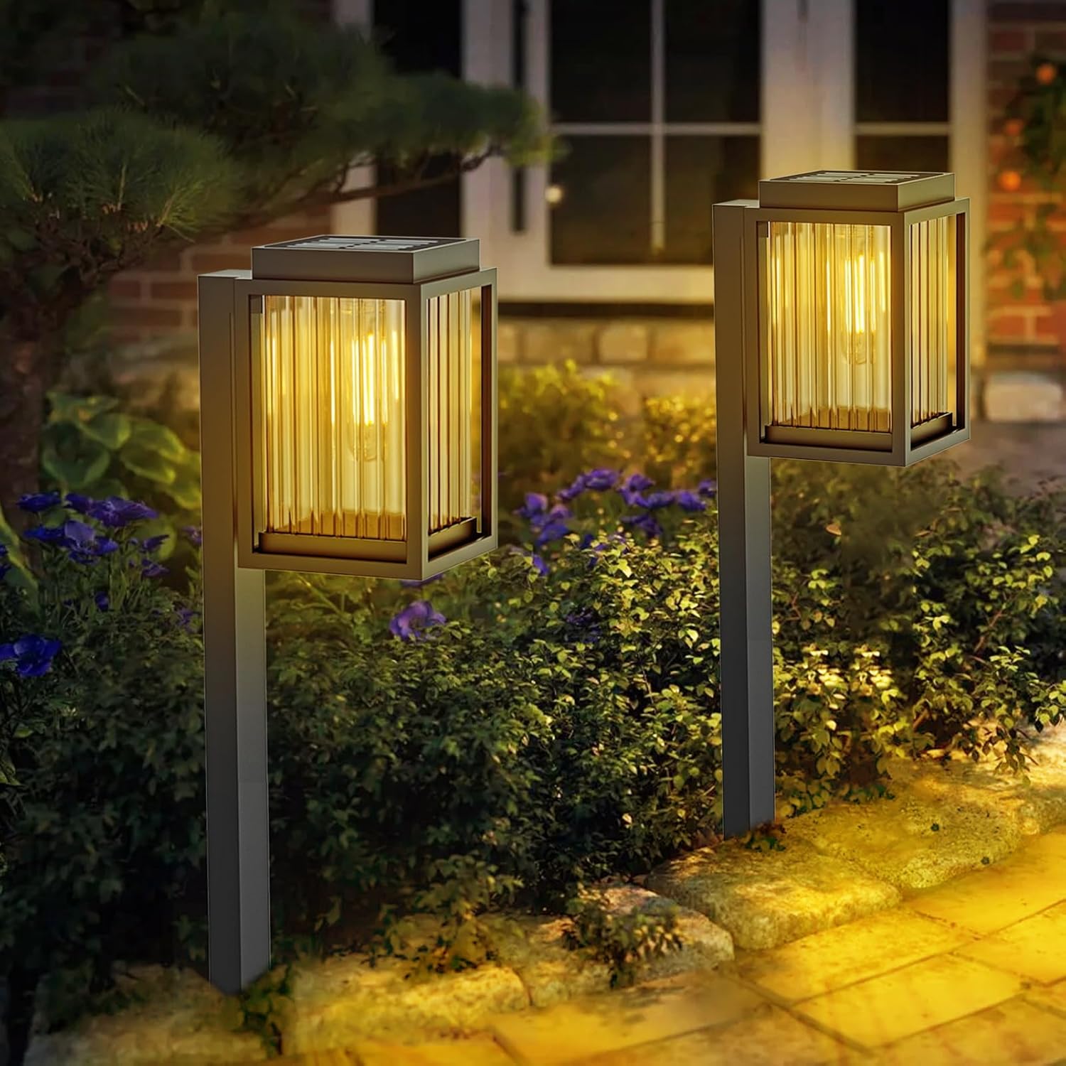 Dolucky 2 Pack Solar Lights Outdoor, Bright Solar Lights Outdoor