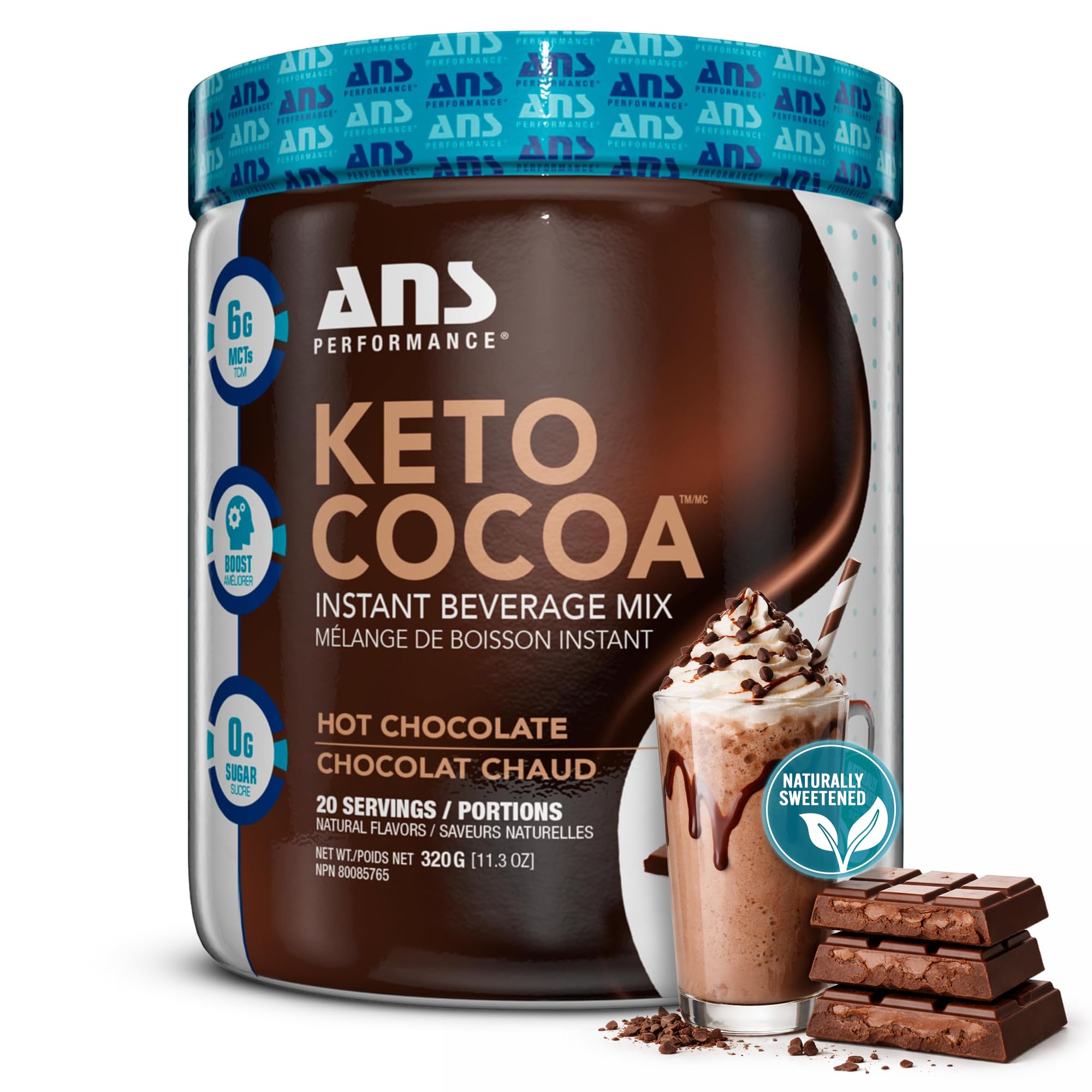 ANS Performance Keto Cocoa Instant Hot Chocolate Mix