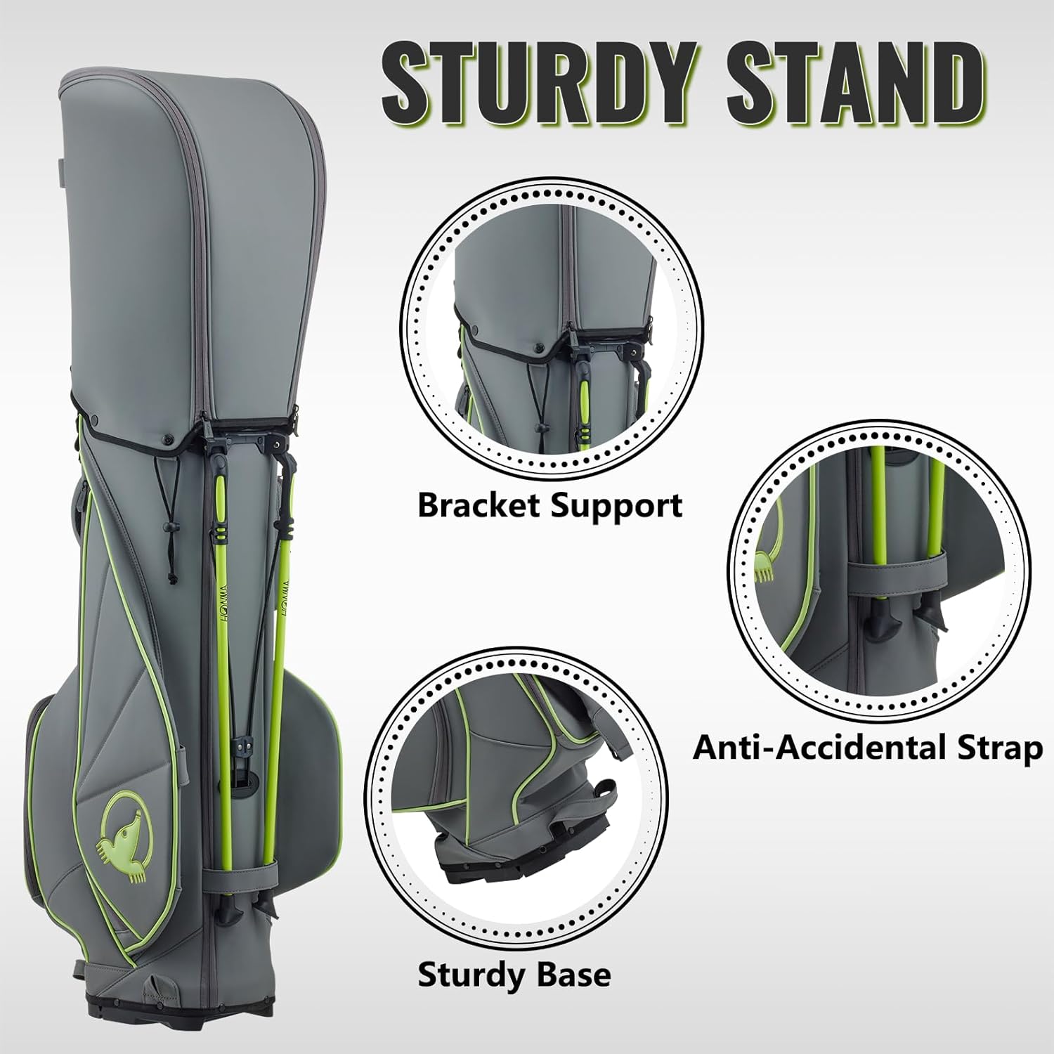 Honma Golf Stand Bag Lightweight,Premium PU Leather Golf Bag for Men Women with 5-Way Full-Length Divider, Dual Strap, Ideal for Carrying or Push Cart