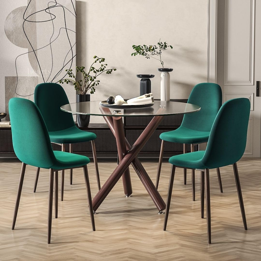 Aykah Mid Century Modern Dining Table 39.5'' Featuring Glass Round