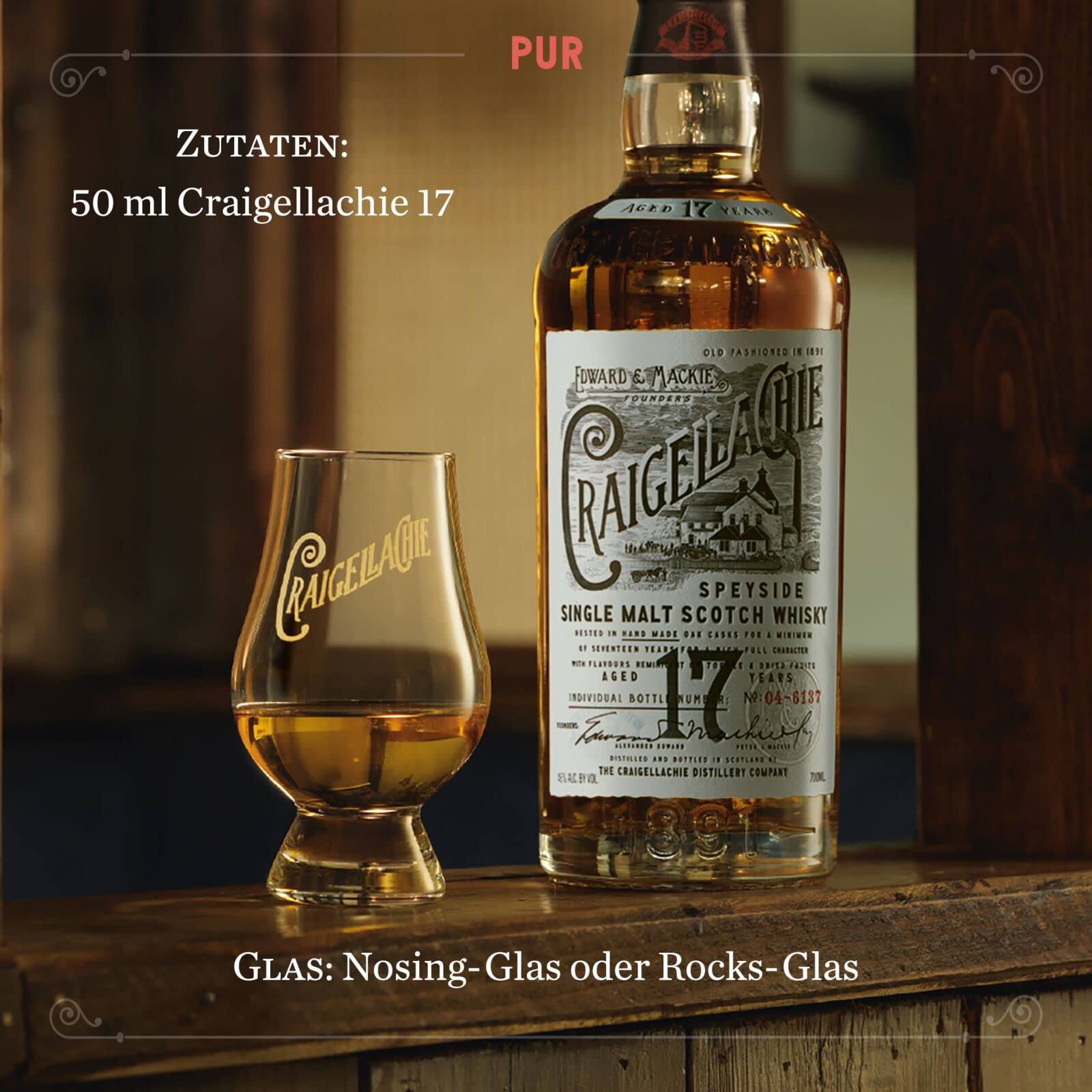 Craigellachie 17 Jahre alter Speyside Scotch Single Malt Whisky, 46% Vol., 700 ml, in edler Geschenkbox, in Sherry & Bourbonfässern veredelt, ideal als Whisky-Geschenkset, 70 cl