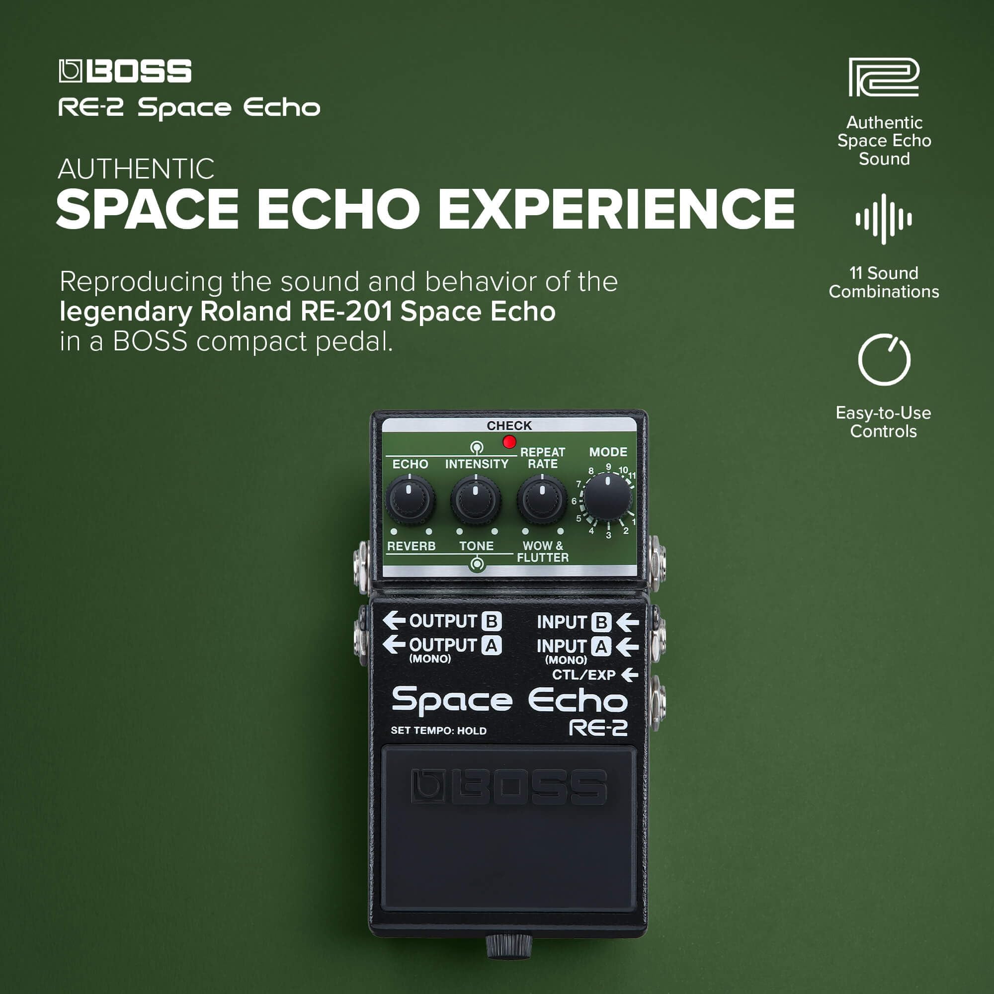 BOSS RE-2 Space Echo Digital Delay Pedal : Amazon.co.uk: Musical