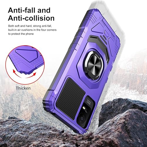 Miniatura 2 de Aulzaju Funda para TCL ION VTCL ION X con protector de pantalla, TCL ION V, soporte magnético para anillo de automóvil, parachoques de silicona
