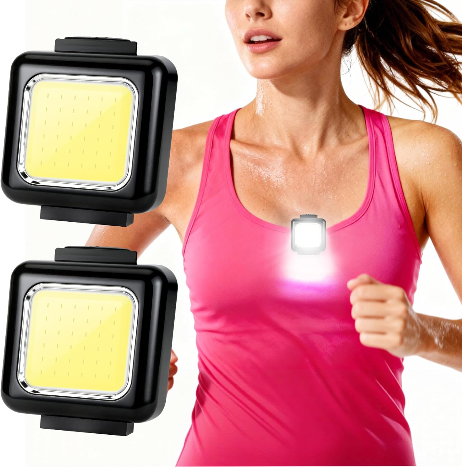 Running Lights for Runners, 2 Pack Clip on Flashlight Rechargeable Running Light for Night Walking, 3 Modes Safety LED Lights Running Gear for Jogging Hiking Camping Gear Dog Walking,Outdoor Adventure
