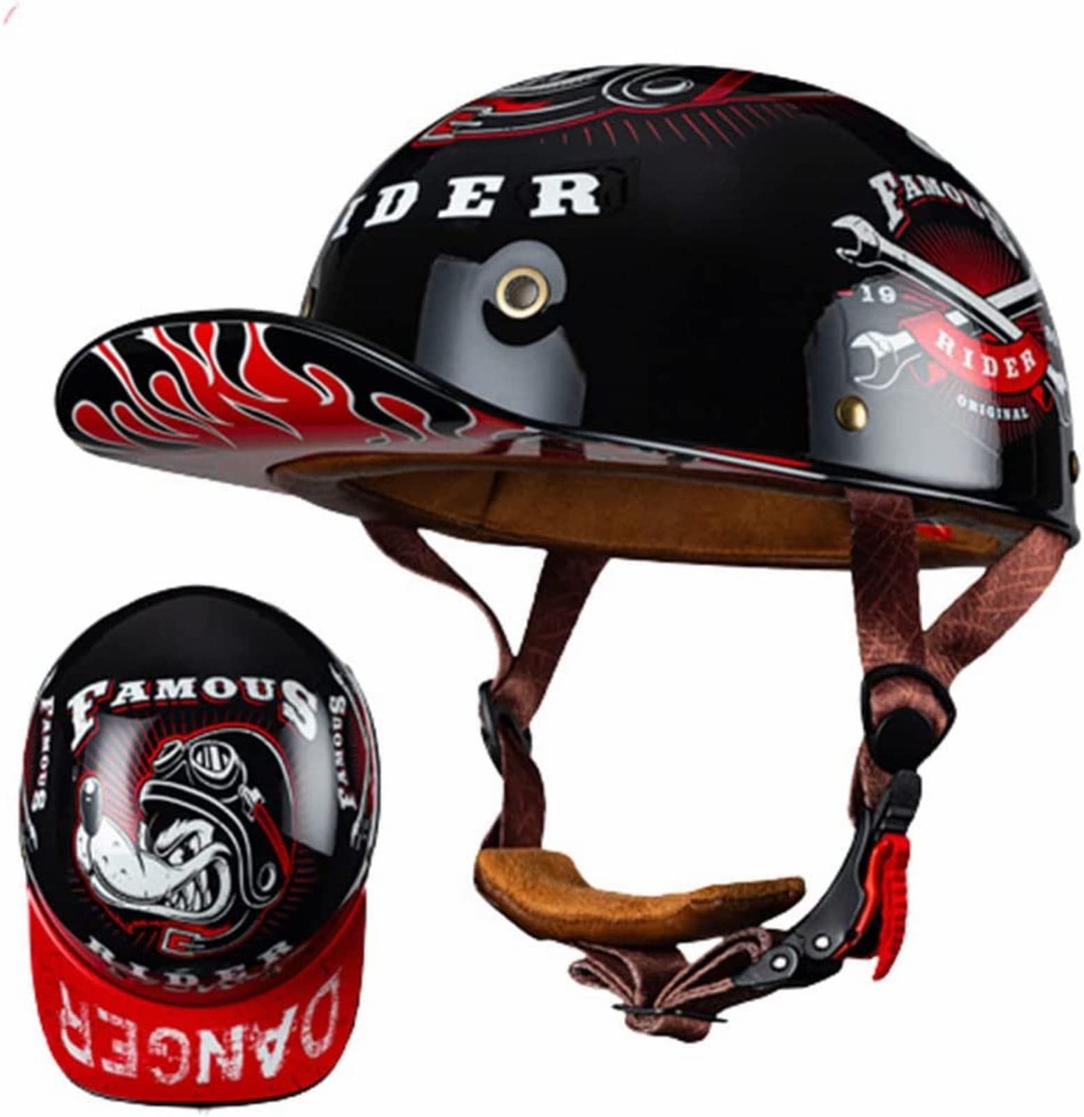 Half gezicht helm schedel baseball cap veilige harde motorfiets scooter rijden - kopen? | Korting tot 15