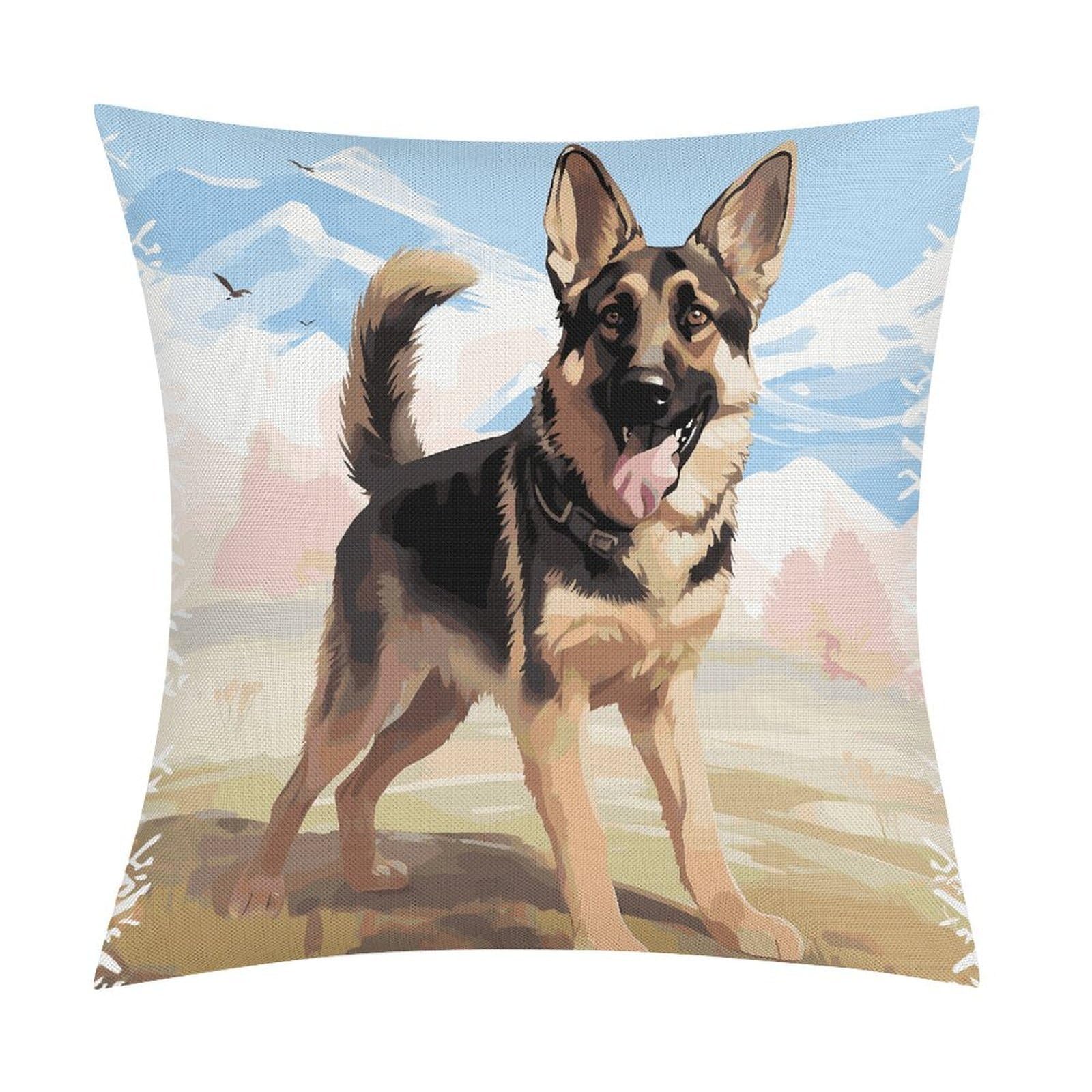 JTREHY German Shepherd Dog Lovers Throw Pillow Covers Farmhouse Pillow Cover Standard Pillow Shams Decorative Square Pillowcases Soft Pillow Cases Wrinkle Fade Resistant for Couch Home 18x18 Inch