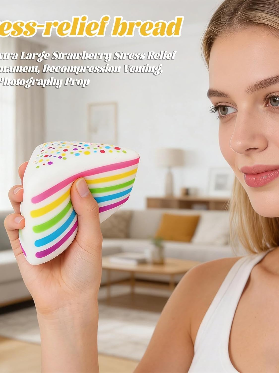 Rainbow Cake Squishies,Jumbo Slow Rising Fidget Squeeze,Soft Relief Squishy Stress Ball,Squeeze Balls Sensory for Anxiety Stress Party Favors Colorful 2pcs A