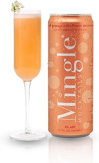 Mingle Mocktails Blood Orange Elderflower Mimosa, Non Alcoholic Drinks, Alcohol Alternative Pre-Mixed Drinks, Real Juice, Canned Mocktails or Cocktail Drink Mixer, Gluten Free Vegan, 12 Pack, 12 fl oz