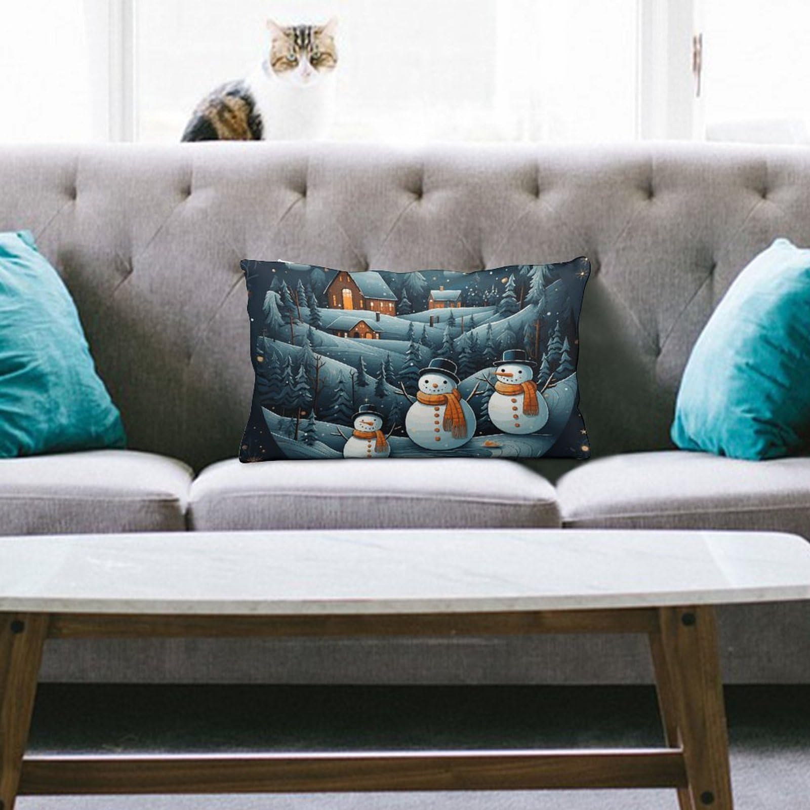 NTVOWPZO Decoration Throw Pillow Covers 8"x12" Pillowcases Covers Christmas Santa Penguin Soft Pillowcases Modern Farmhouse Home Decor Sofa Cushions Covers for Couch Bed Living Room