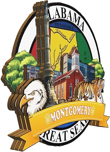 Miniatura 2 de Montgomery Alabama USA - Imán de madera para nevera, monumentos 3D, recuerdos coleccionables de viaje, decoración hecha a mano -1288