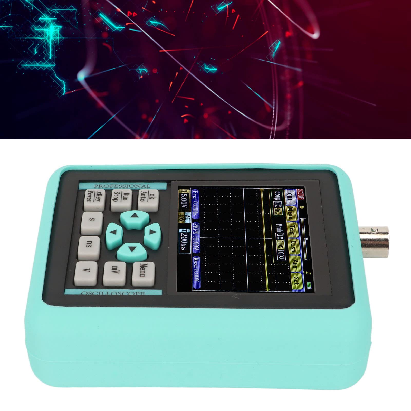 Oscilloscopio Digitale, Larghezza di Banda 120M Frequenza di Campionamento 500M Oscilloscopio Portatile a Canale Singolo, Portatile con Memorizzazione della Forma d' Connessione USB per