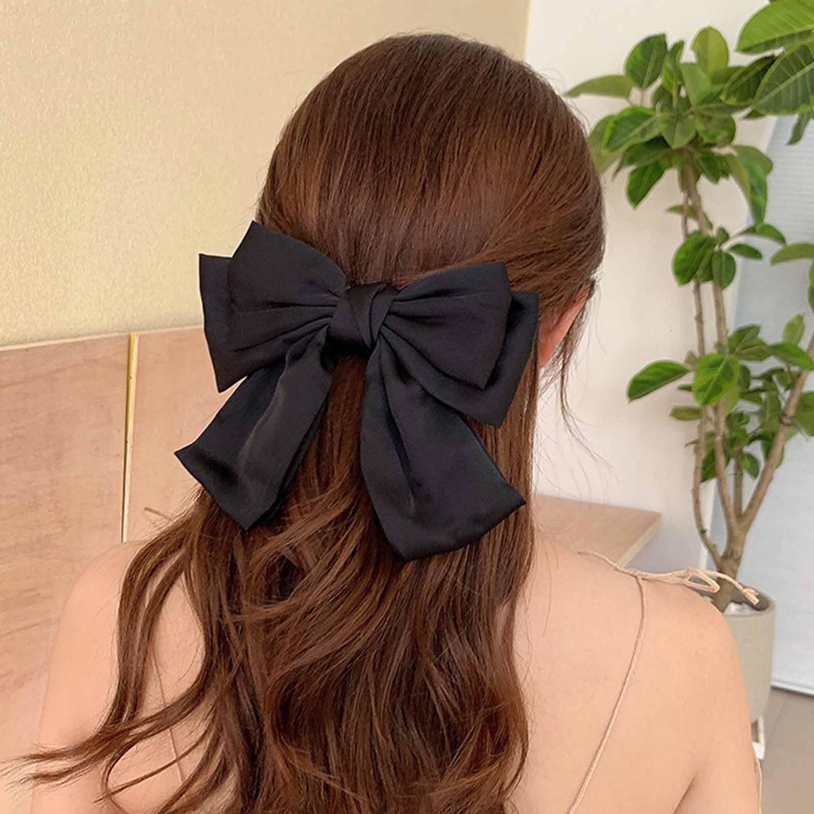 Chic Black Hair Clip/Barrette with Iconic Logo Iconic Velvet Bow Barrette Hair Clip in Noir ‐ Emi Jay main image 3