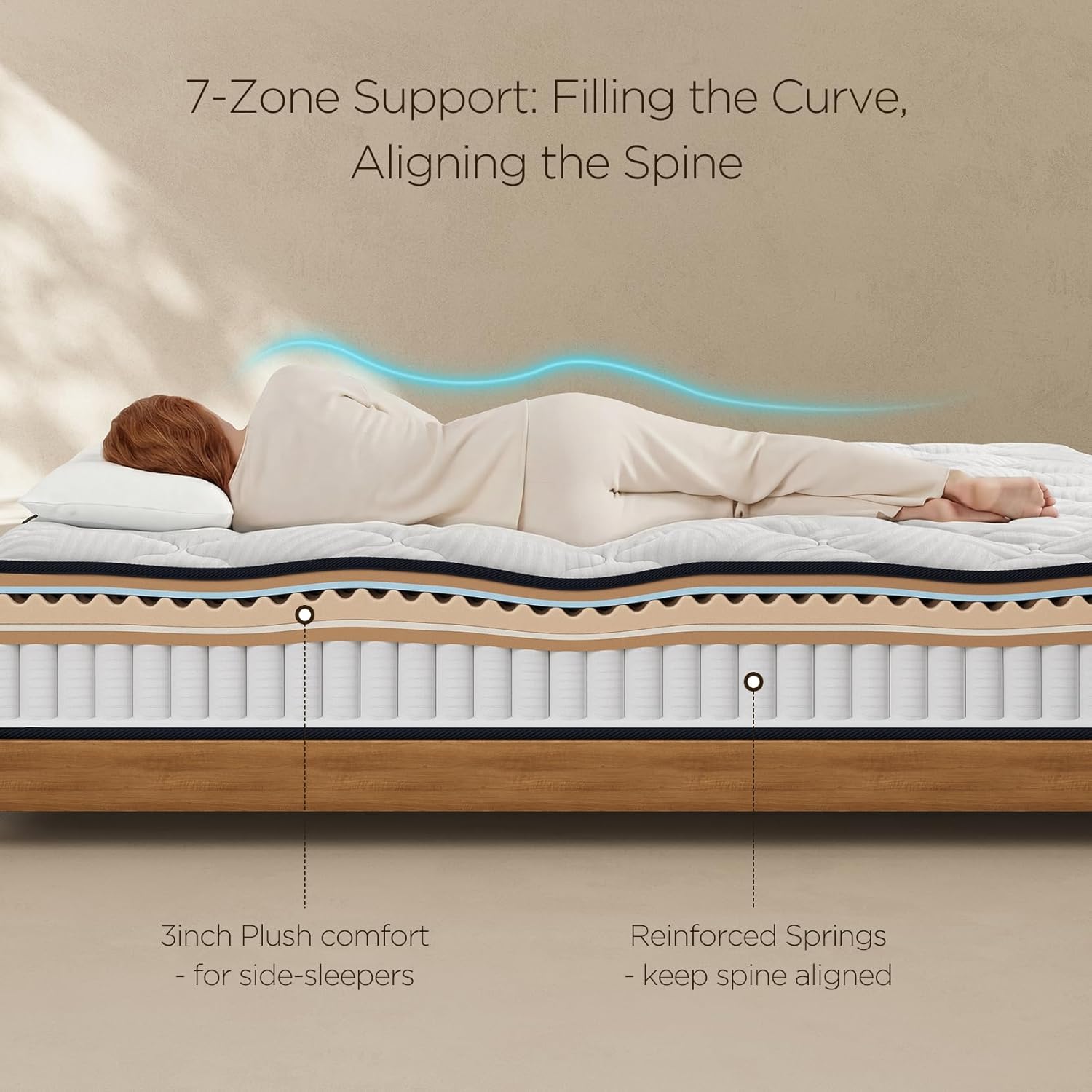 Vesgantti King Mattress 12 Inch - King Size Mattress Medium Plush Hybrid with Multi-Layer Thick Top, Motion Isolation Pocket Springs for Side Sleepers, Back Pain Relief, CertiPUR-US