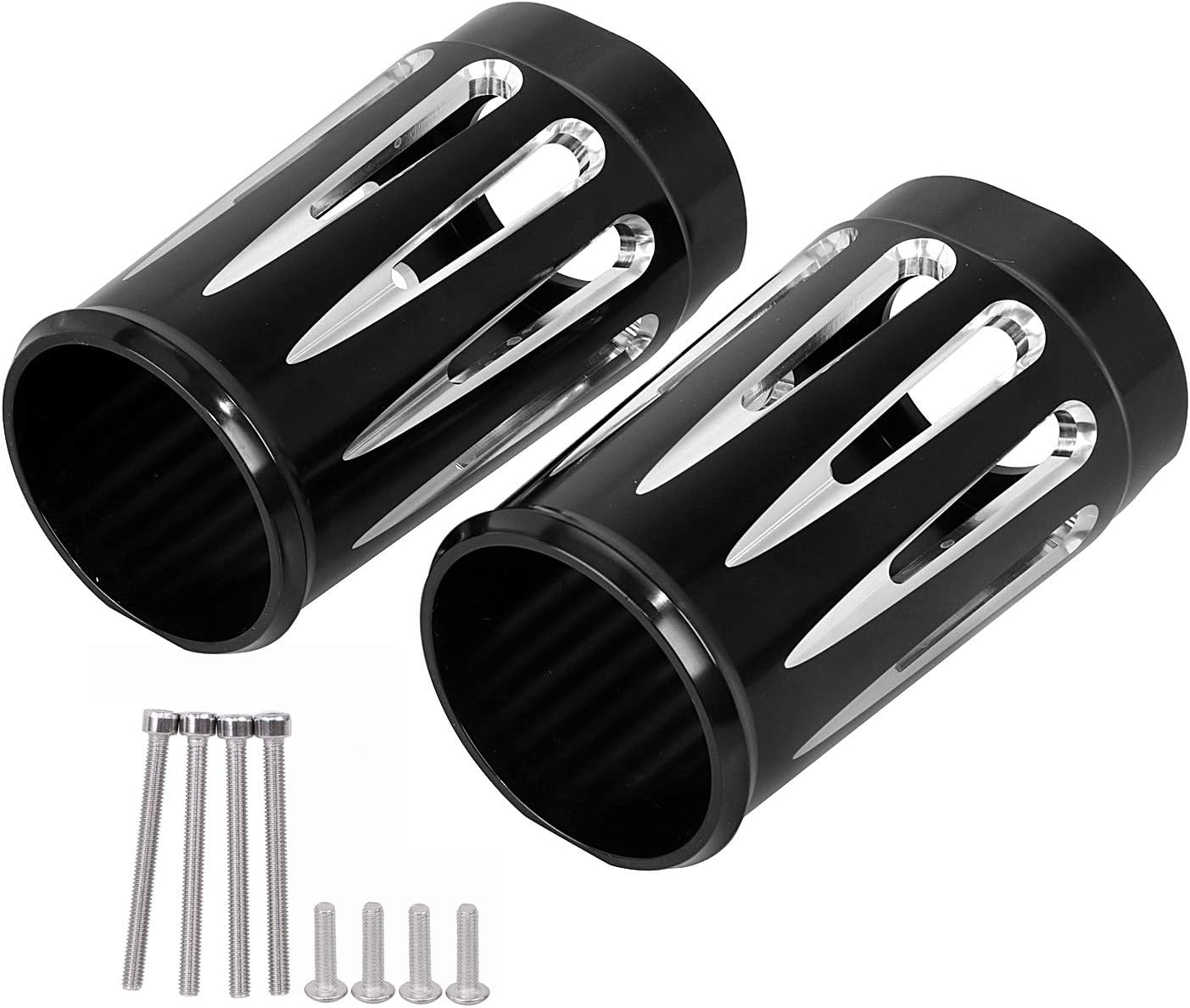 Black CNC Cut Fork Boot Slider Cover For Harley Touring Street Glide Road Glide Road King Models 2014-Later